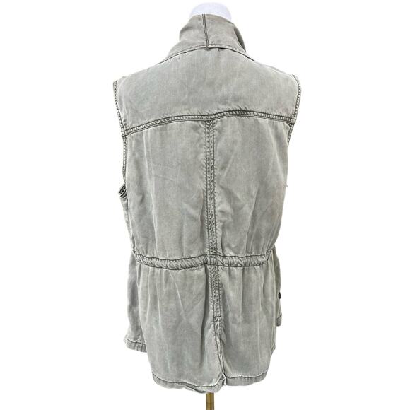 MAX Jeans Safari Utility Vest Womens Green Drawstring Sleeveless Size M - Picture 2 of 8